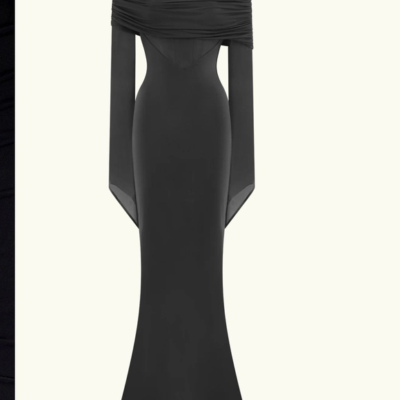 Meshki Black Long Sleeve Mesh-Inset Evening Dress - Picture 8 of 9